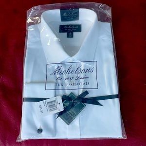 Michelsons white pique slim fit tux shirt